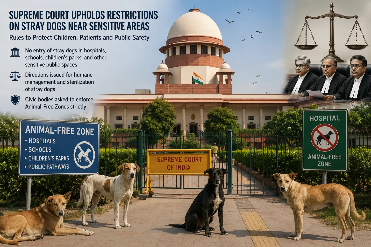 Supreme Court Refuses to Ease Stray Dog Restrictions, Orders Sensitive Public Spaces to Stay Animal-Free