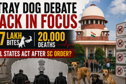 Recreate this according the tittle Stray Dog Debate Back In Focus | 37 Lakh Bites, 20,000 Deaths| Will States Act After SC Order?